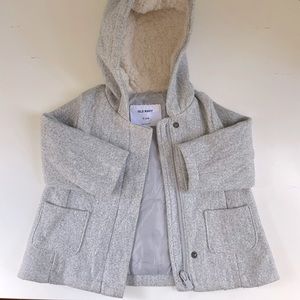 Old Navy Grey Peacoat with Sherpa lined hood